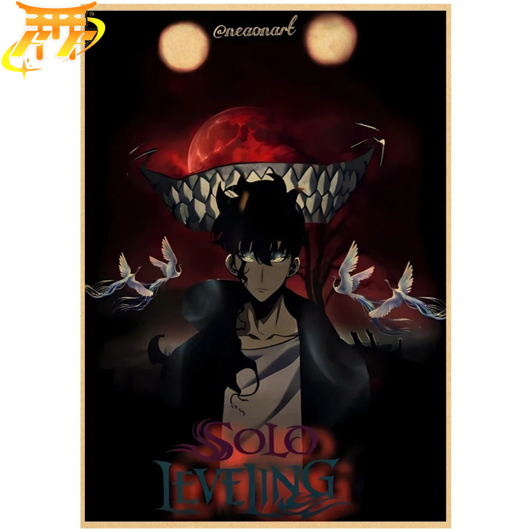 Sung Jinwoo Poster „Unter dem roten Mond“ - Solo Leveling™