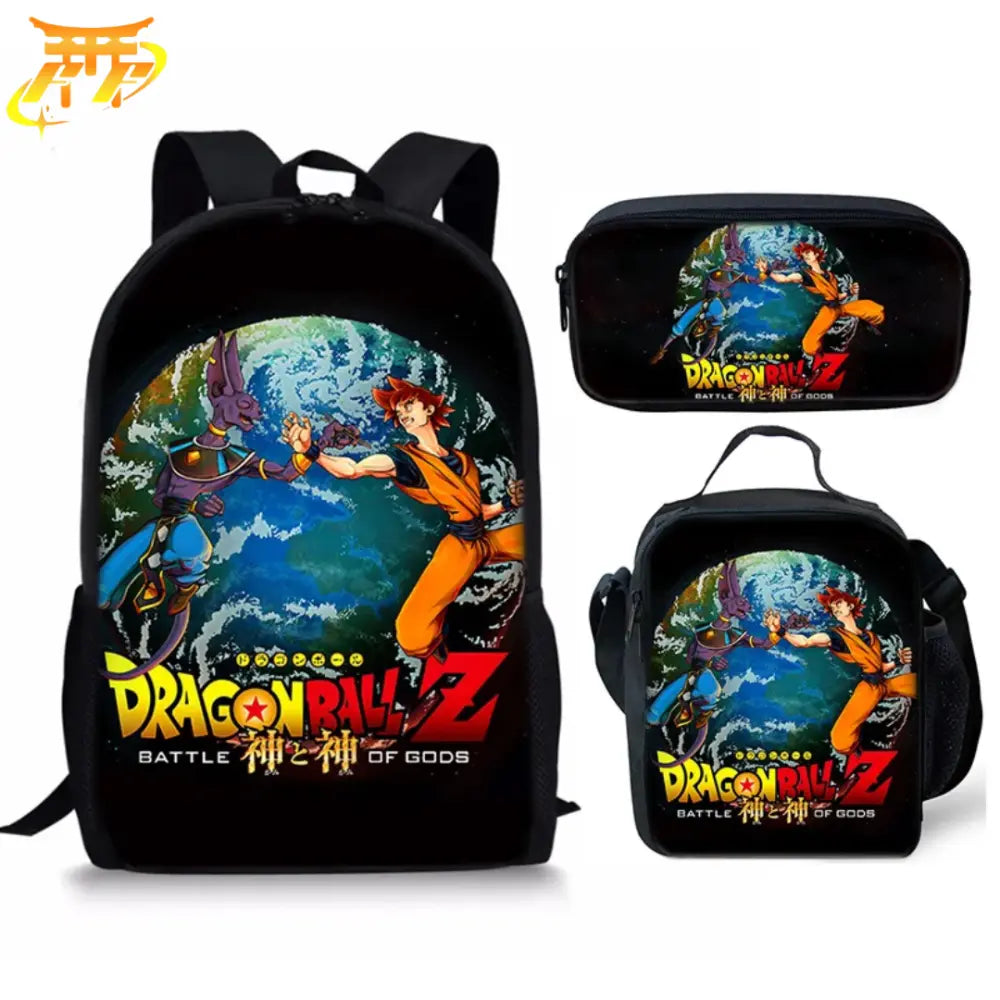 Goku vs Beerus Rucksack mit Federmäppchen und Tasche